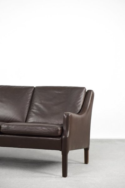 Danish mid century modern 3 seater chocolate leather sofa, 1960s – A rare vintage treasure