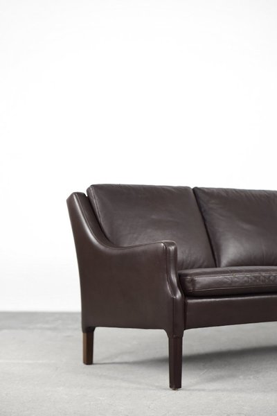 Danish mid century modern 3 seater chocolate leather sofa, 1960s – A rare vintage treasure