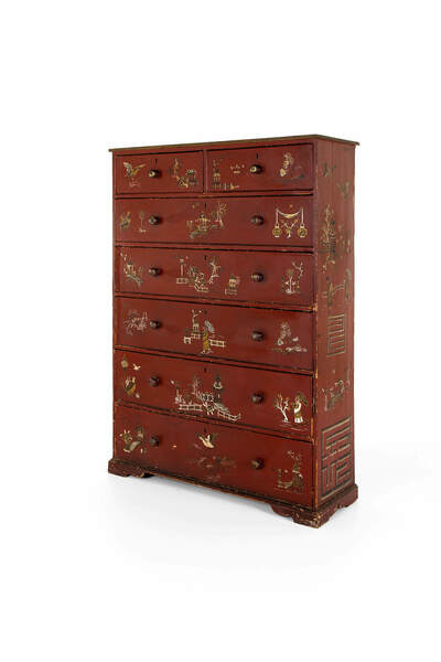 Georgian chinoiserie chest, 1800s – A rare vintage treasure