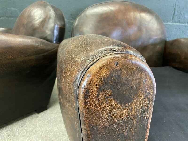 Pair of french leather club chairs – A rare vintage treasure